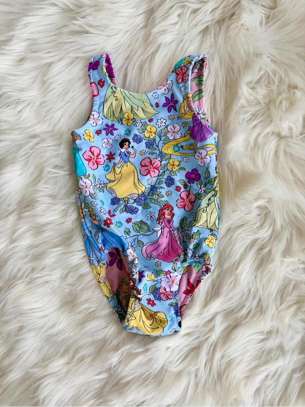 Posh Peanut Disney Princess/Floral Reversible Print Swimsuit 6-12 months